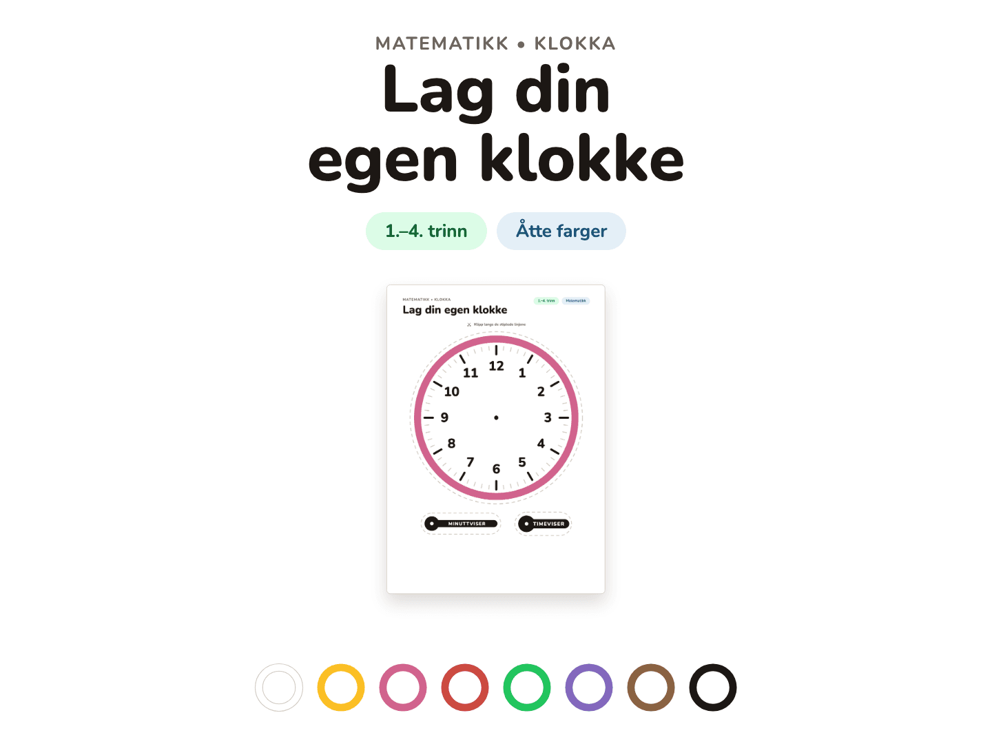 Lag din egen klokke – klipp og lim, i åtte farger