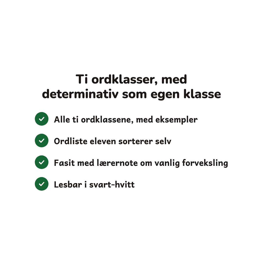 Ordklassene – oversiktsplakat og øveark – bilde 4
