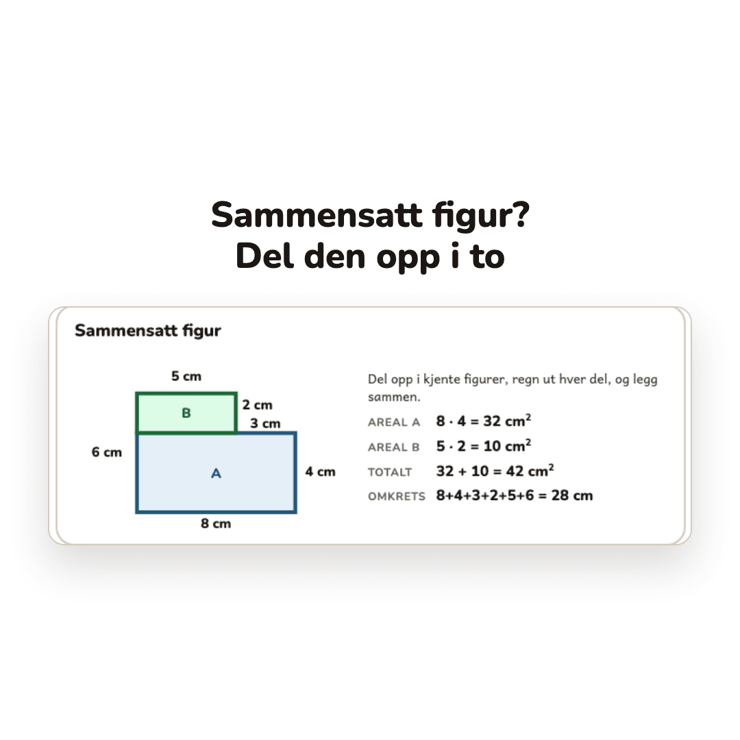 Areal og omkrets – formelplakat og øveark – bilde 3