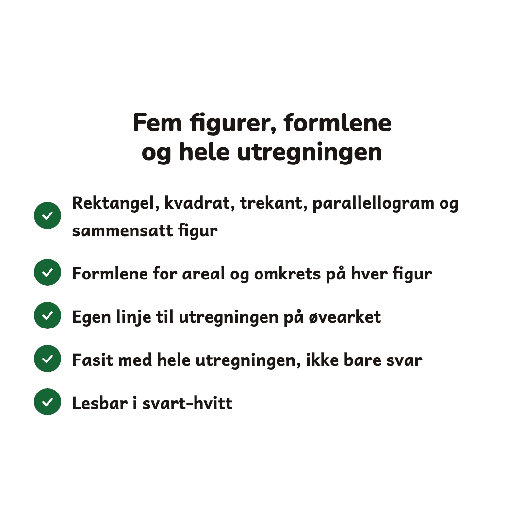 Areal og omkrets – formelplakat og øveark – bilde 4