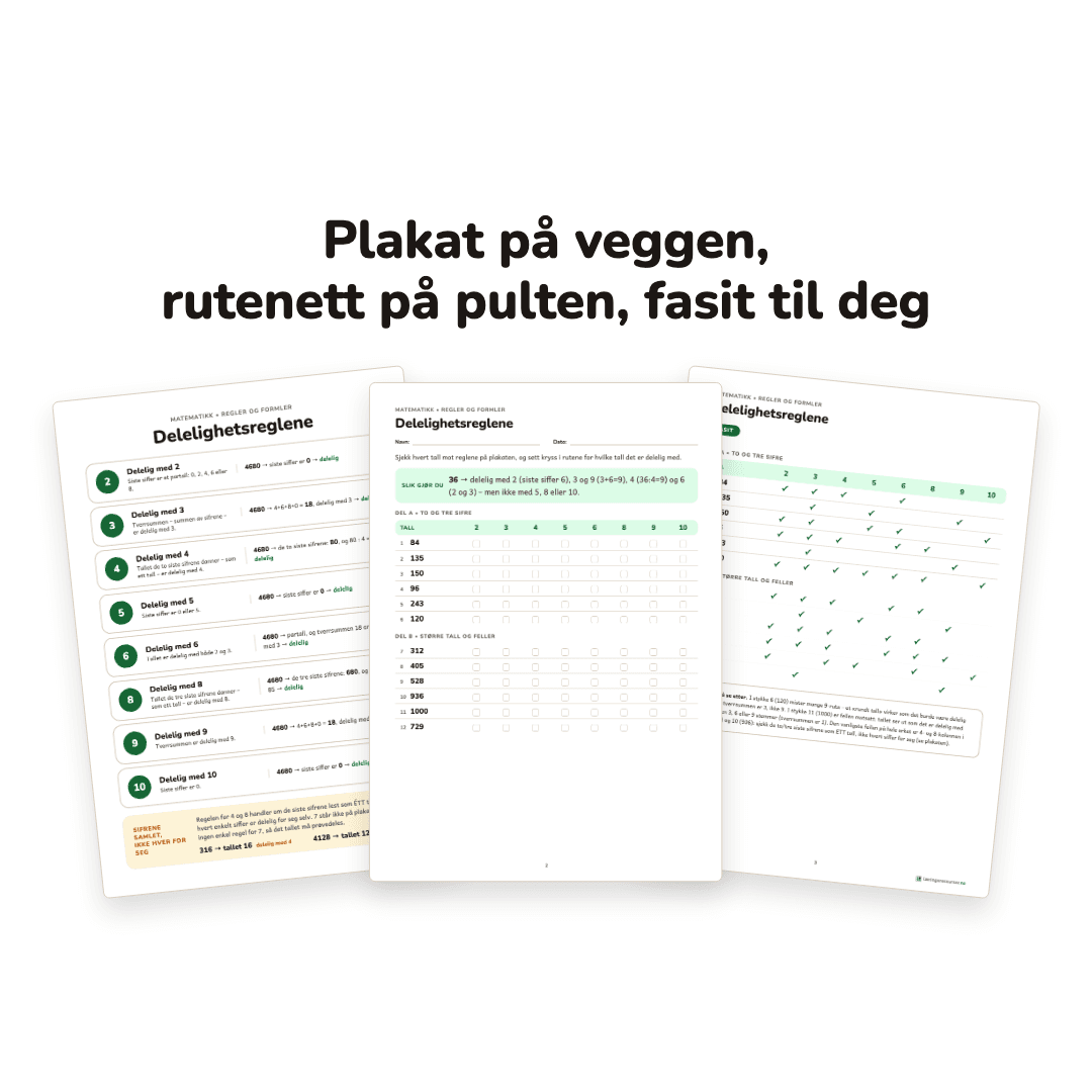 Delelighetsreglene 2–10 – plakat og øveark – bilde 2