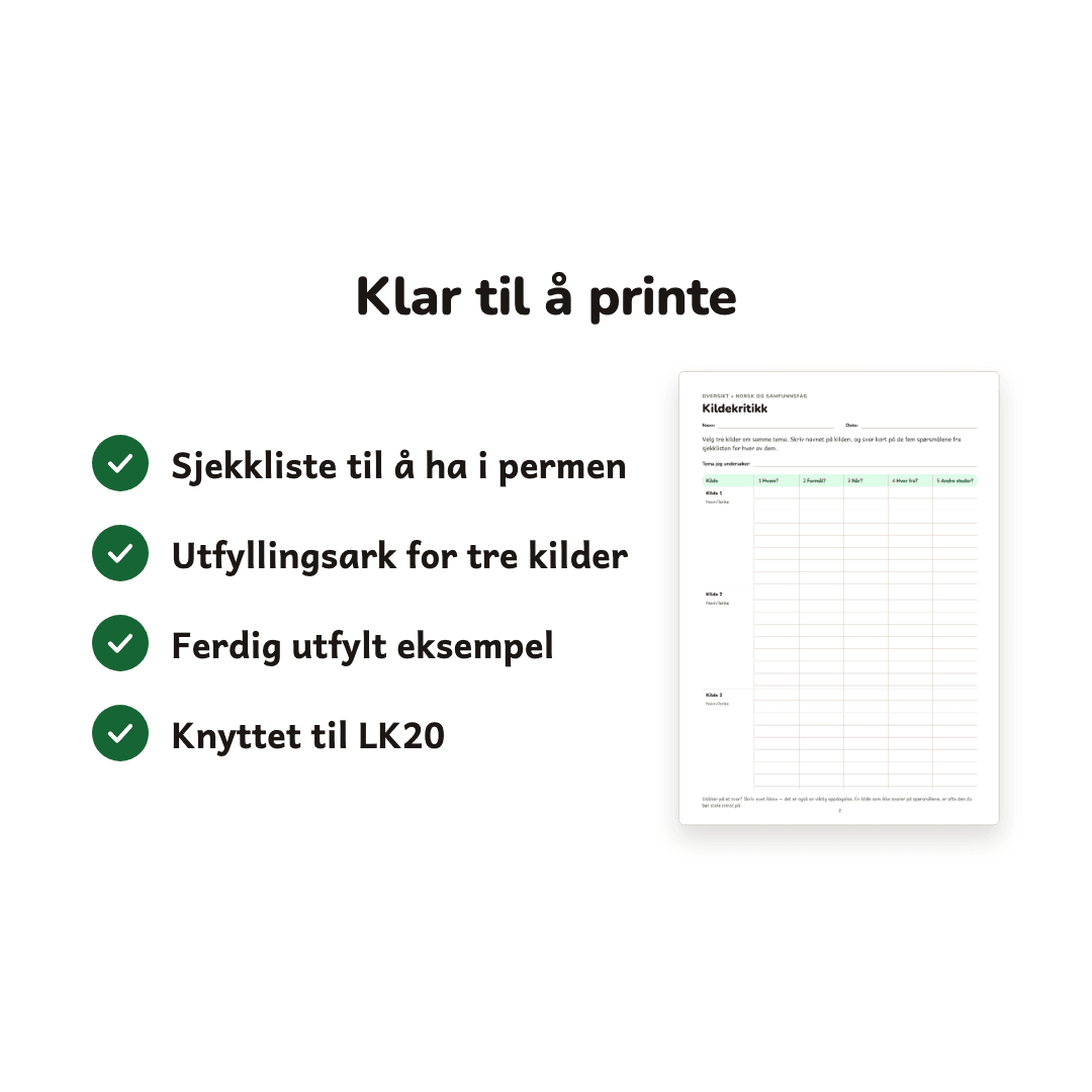 Kildekritikk – sjekkliste og utfyllingsark – bilde 4
