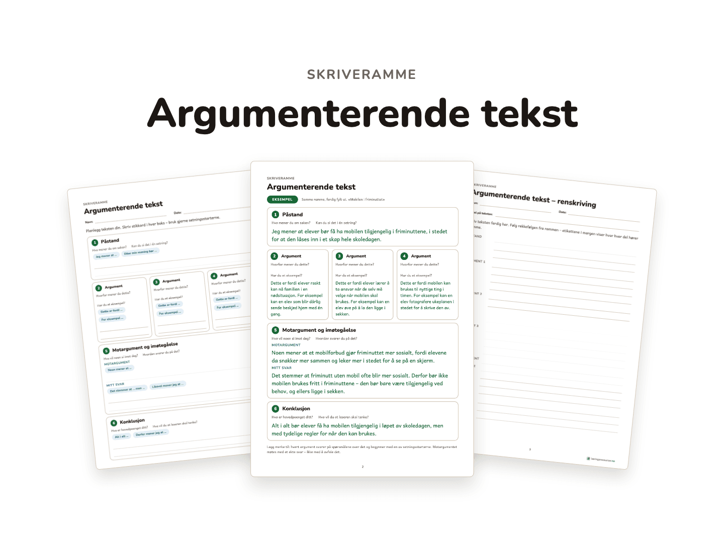 Skriveramme – argumenterende tekst