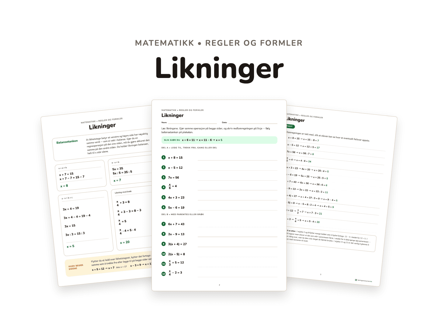 Likninger – framgangsmåte og regler