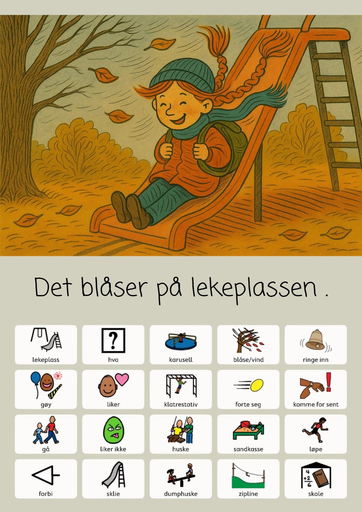 Vind på skoleveien-bildebok med PCS-symboler