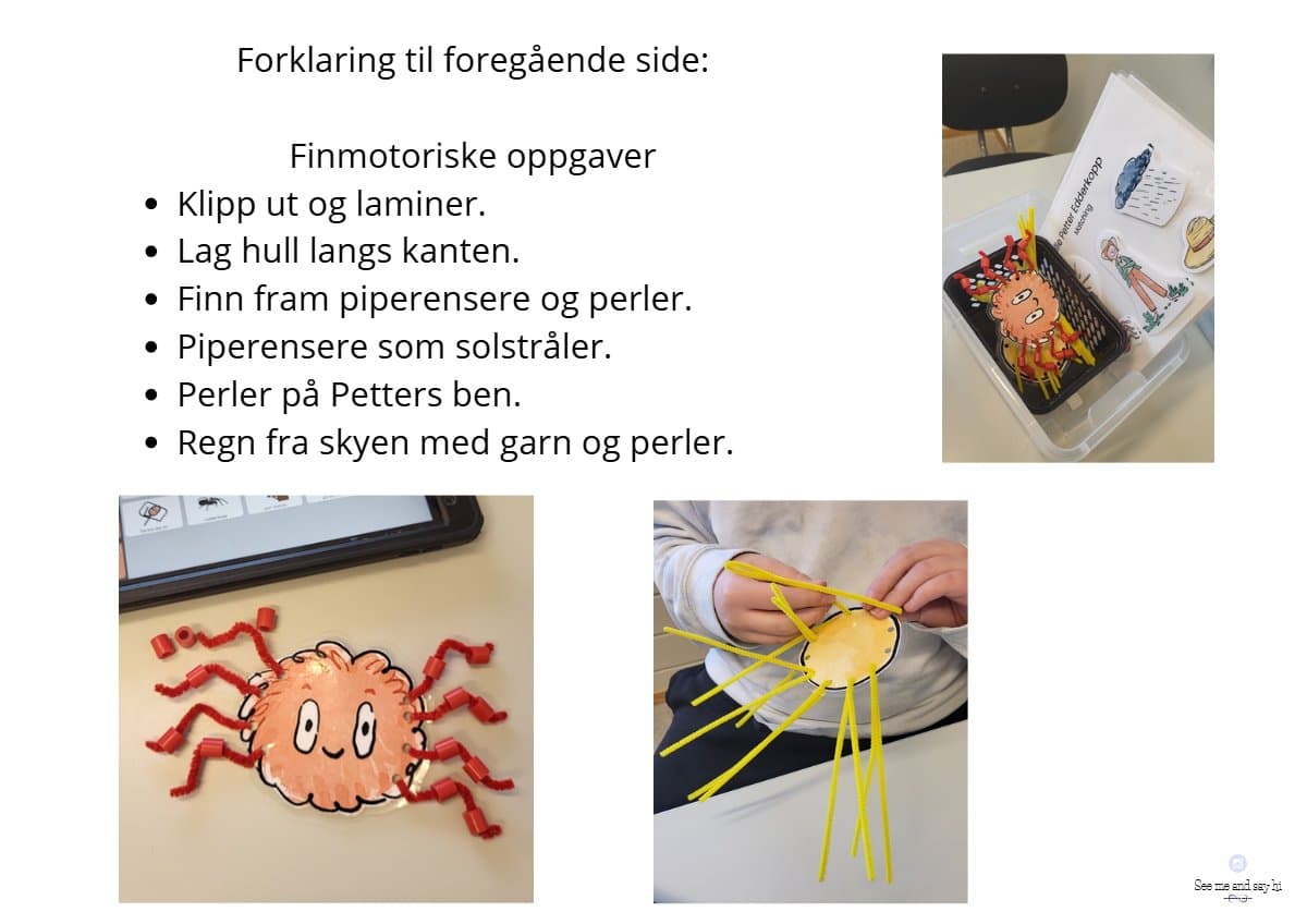Lille Petter Edderkopp – aktivitetspakke: sangkort, matching, telling og finmotorikk