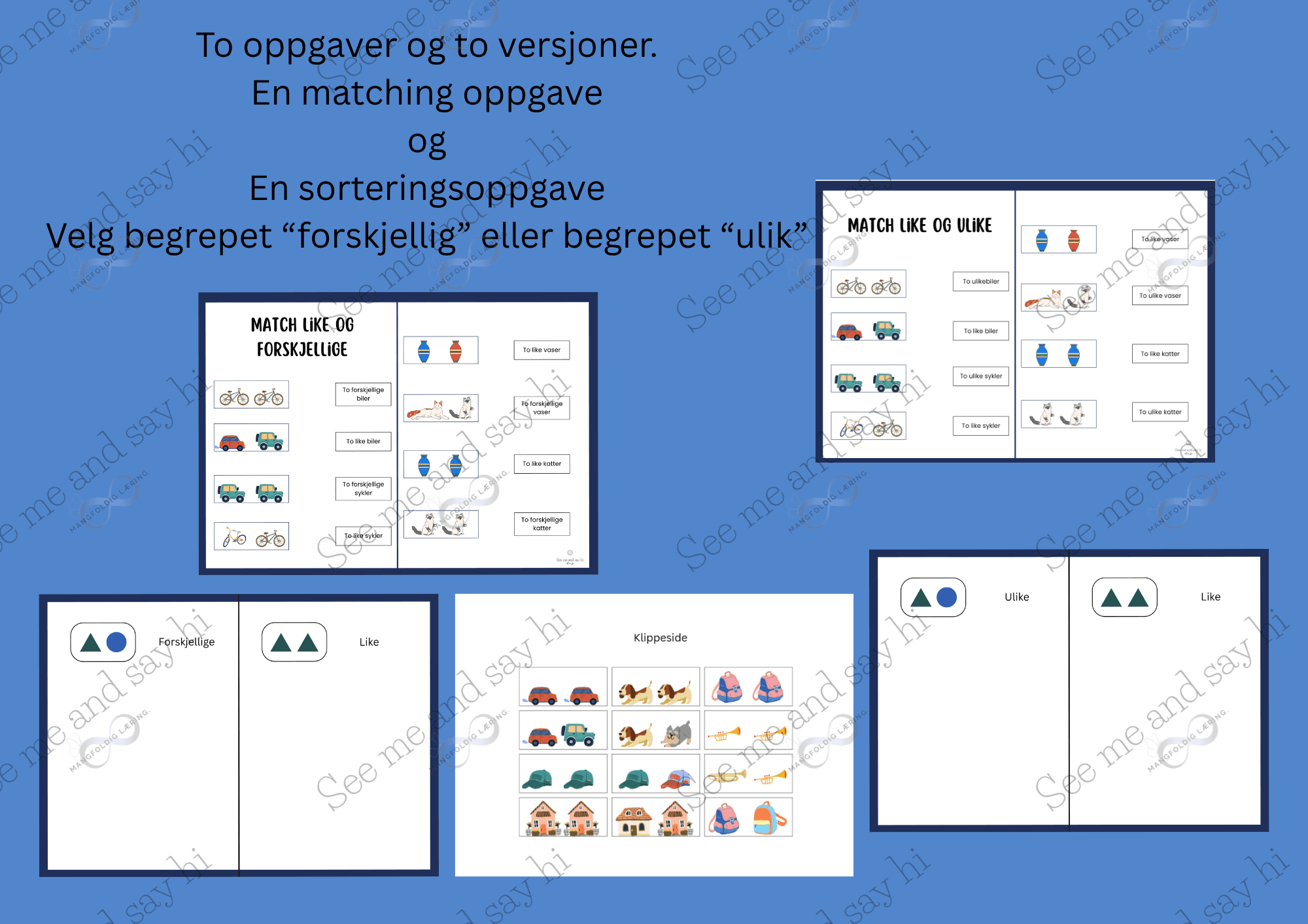 Like og ulike – sortering og matching