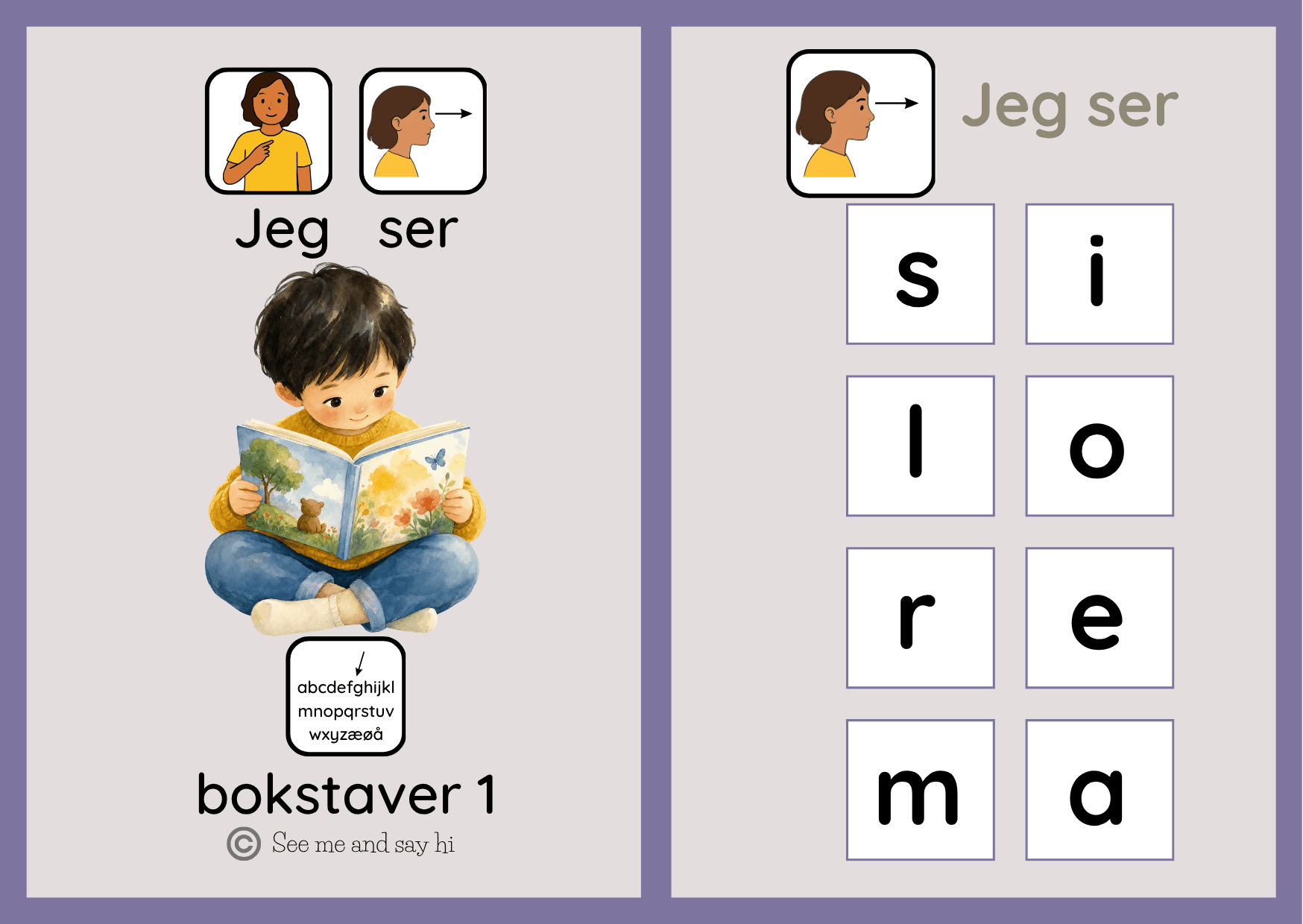 3 arbeidshefter for bokstavgjenkjennelse -s,i,l,o,r,e,m,a.
