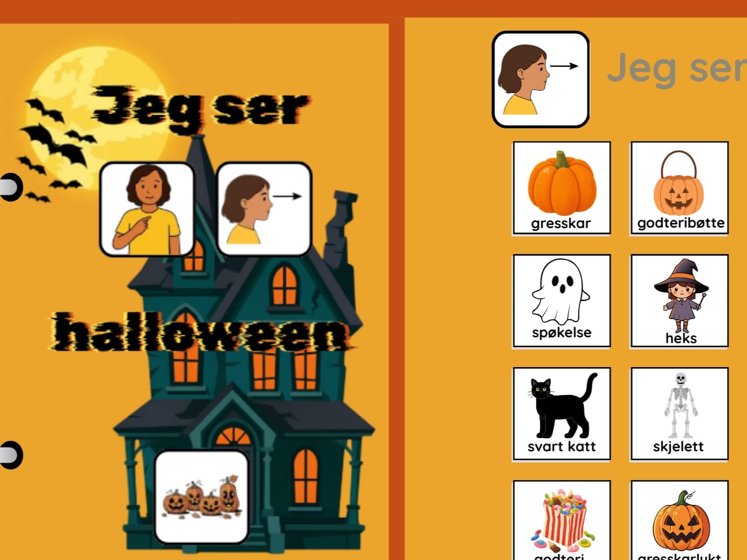 Jeg ser halloween – ASK-bok med symbolbrikker