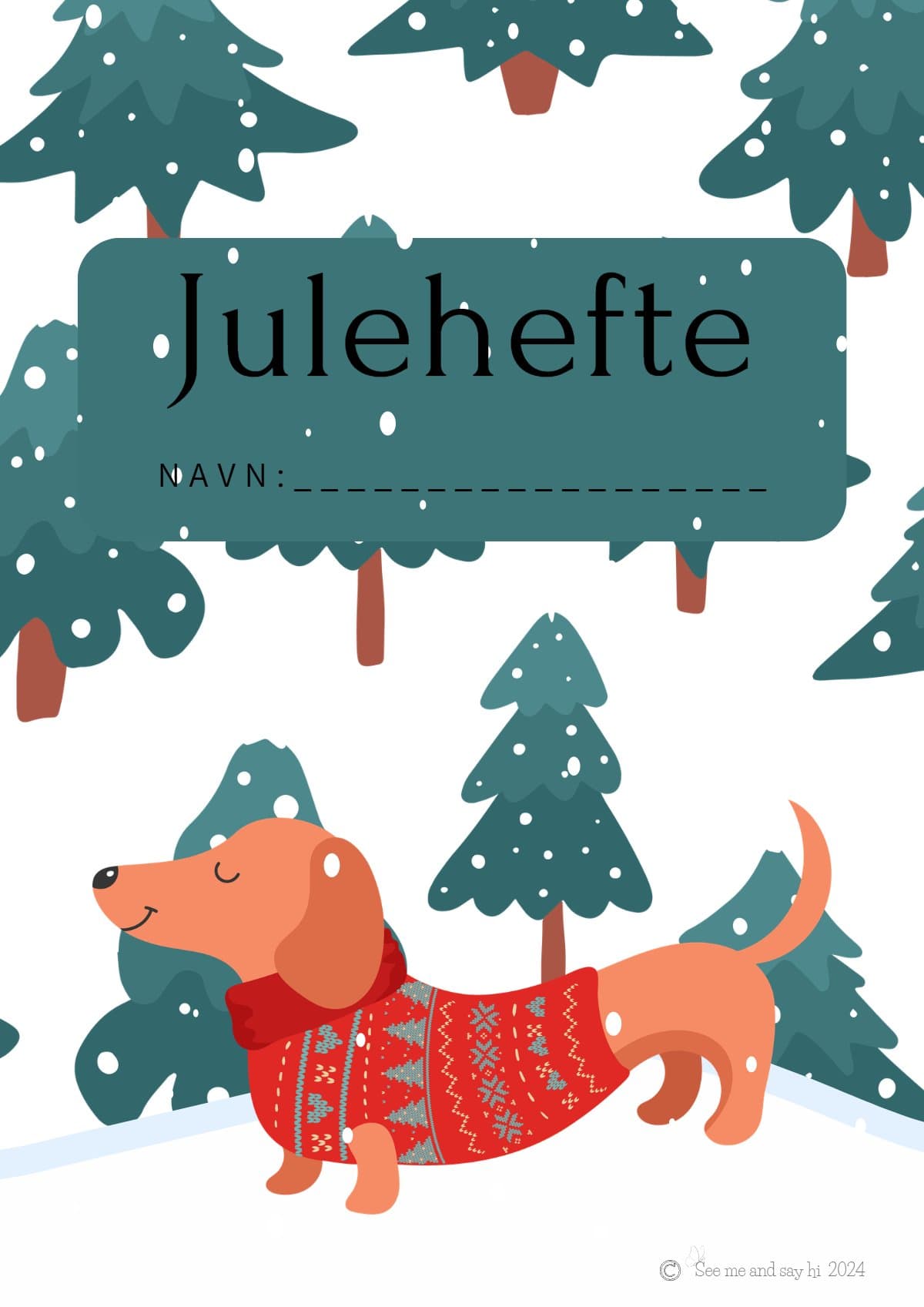 Julehefte med tall, ord og bilder.
